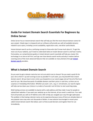 guide for instant domain search essentials