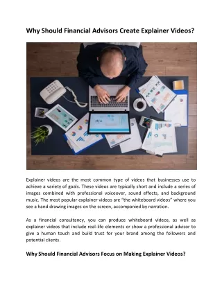 Explainer Video Production Service for Financial Advisors