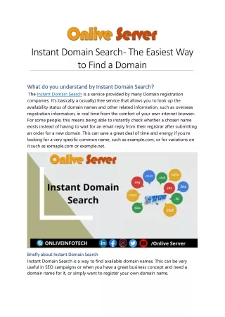 Instant Domain Search - The Easiest Way To Find A Domain
