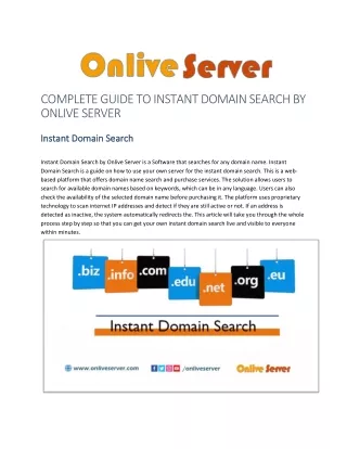 Complete Guide To Instant Domain Search by Onlive Server