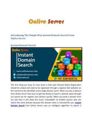 Introducing The Simple Way Instant Domain Search From Onlive Server