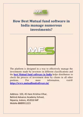 how best mutual fund software in india manage