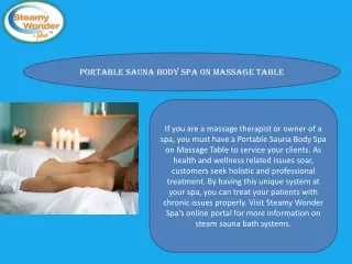 Portable sauna Body Spa on massage Table