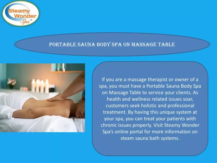 portable sauna body spa on massage table