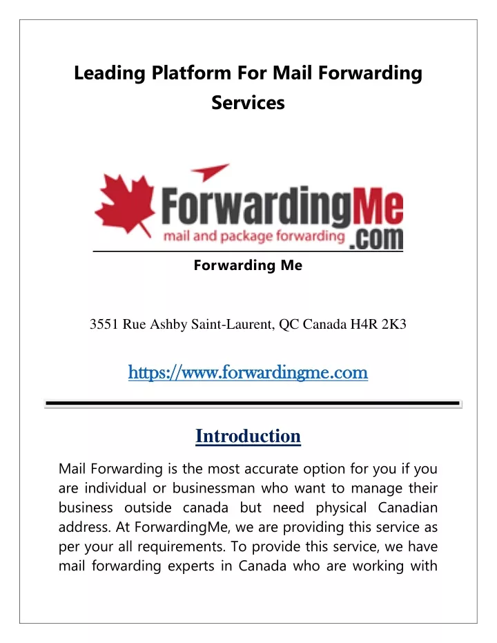 leading platform for mail forwarding services