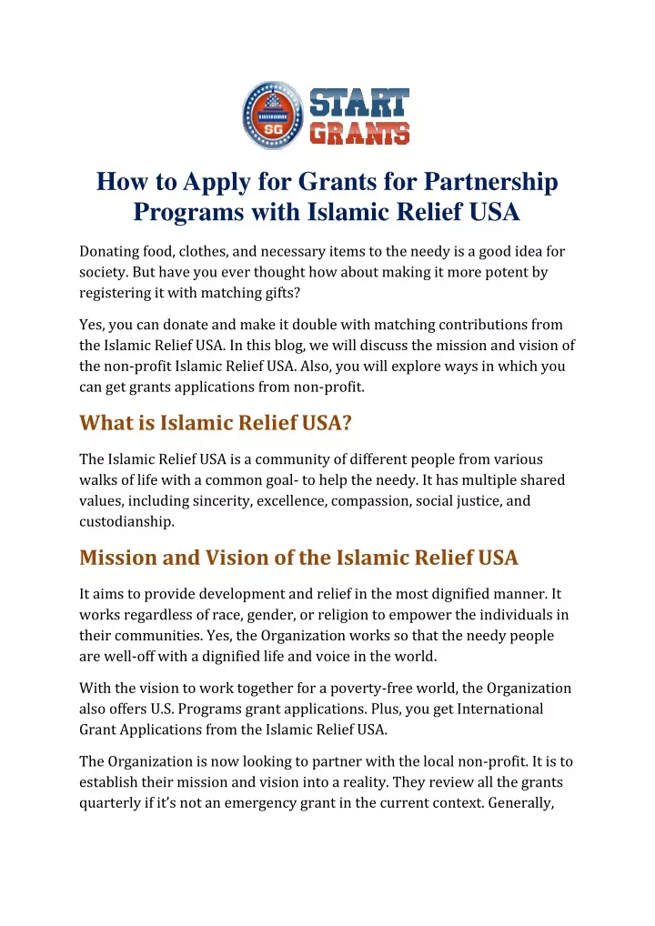 how to apply for grants for partnership programs