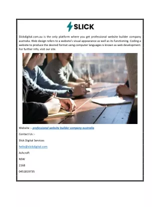 professional website builder company australia Slickdigital.com.au