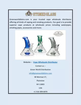 Trusted Vape Wholesale Distributor | Greenworlddistro.com