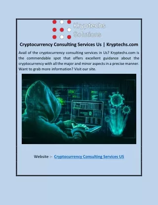 Cryptocurrency Consulting Services Us | Kryptechs.com