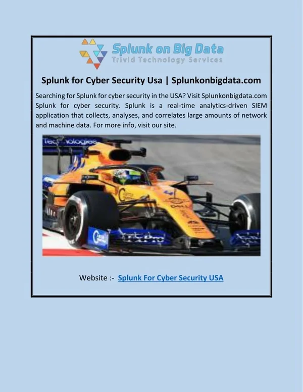 Splunk for Cyber Security Usa | Splunkonbigdata.com