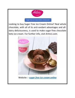 Sugar Free Ice Cream Online  Artinci.com