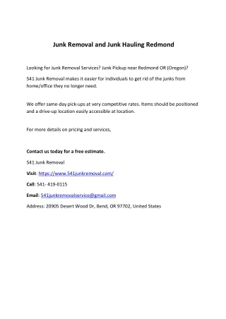 junk removal and junk hauling redmond