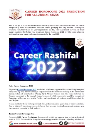 career horoscope 2022 prediction for all zodiac