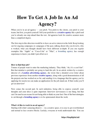 how to get a job in an ad agency