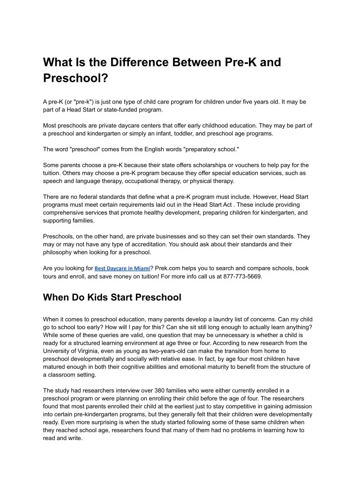 what is the difference between pre k and preschool