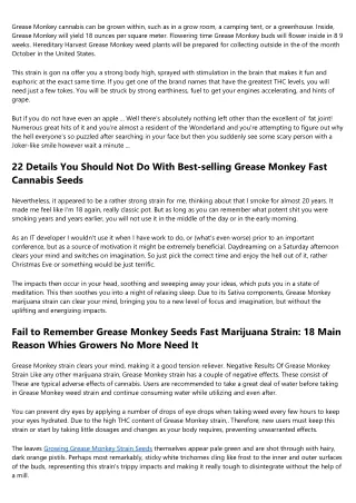 19 Features Of Grease Monkey Seeds Indica That Everyone Need To Know