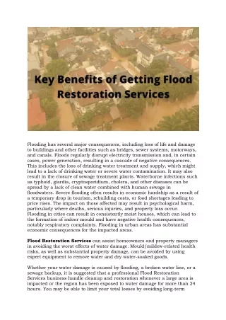 Key Benefits of Getting Flood Restoration Services