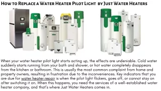 How to Replace a Water Heater Pilot Light  by Just Water Heaters Atlanta