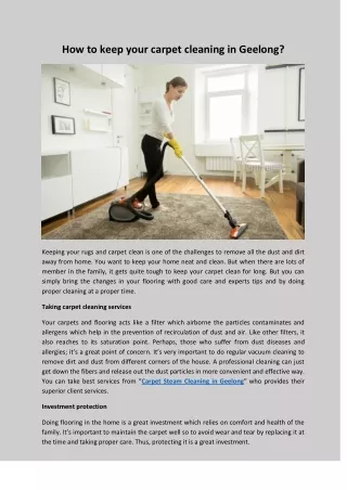 How to keep your carpet cleaning in Geelong