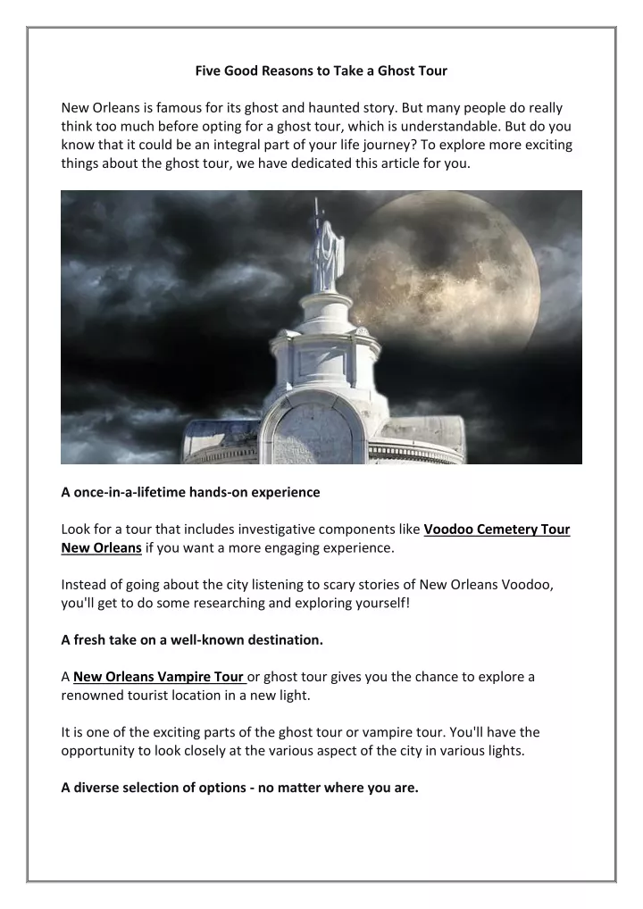 five good reasons to take a ghost tour