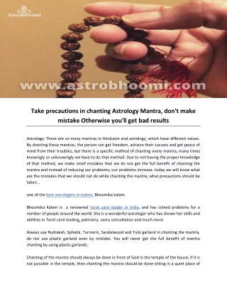 Take precautions in chanting Astrology Mantra(1)
