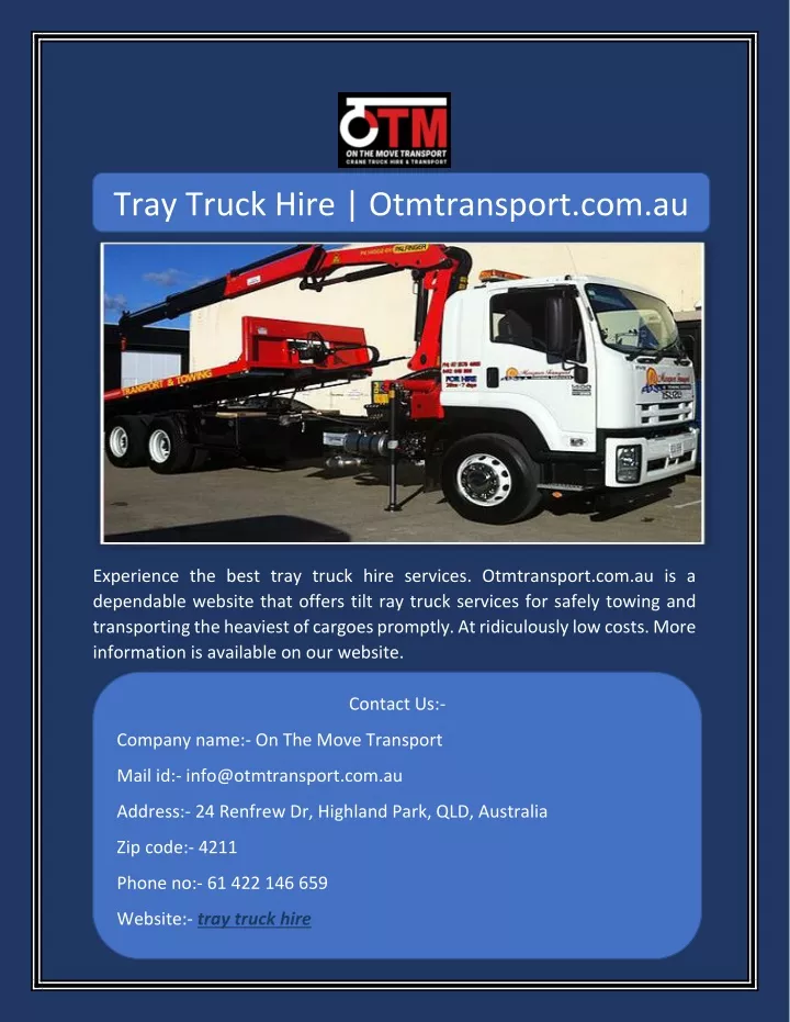 tray truck hire otmtransport com au