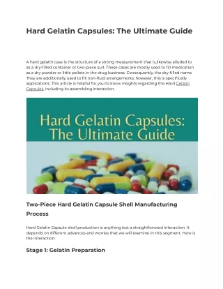 Hard Gelatin Capsules_ The Ultimate Guide
