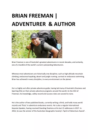brian freeman adventurer author