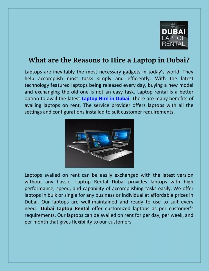 what are the reasons to hire a laptop in dubai