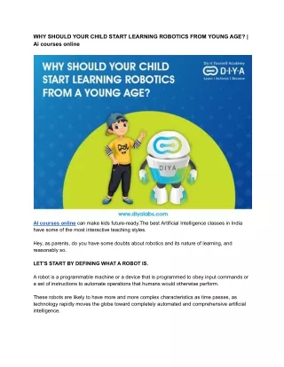 why should your child start learning robotics