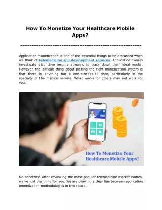 How‌ ‌To‌ ‌Monetize‌ ‌Your‌ ‌Healthcare‌ ‌Mobile‌ ‌Apps?‌ ‌