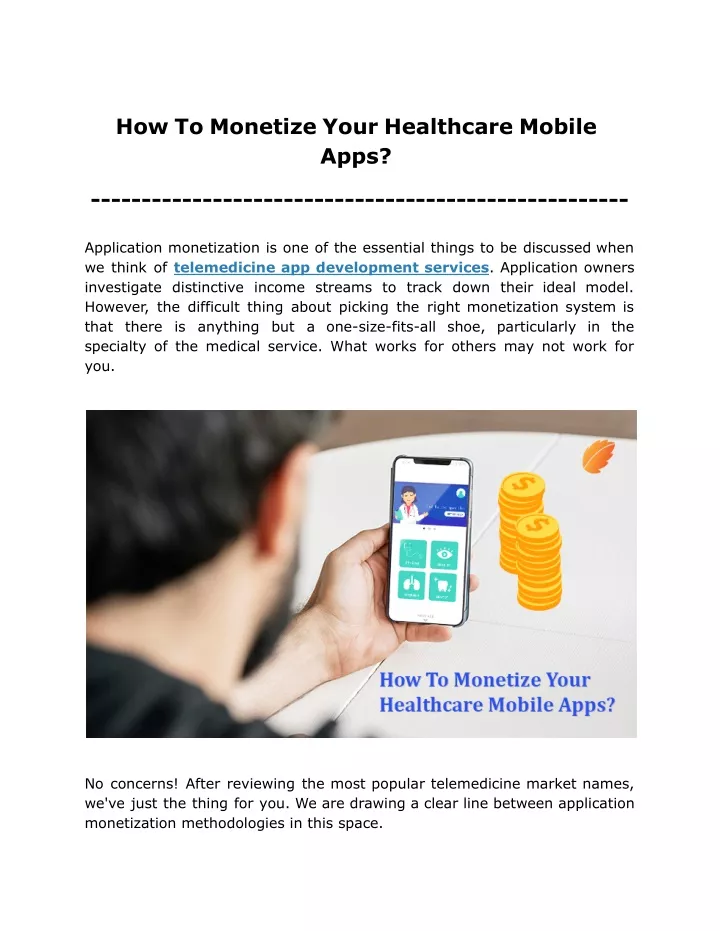 how to monetize your healthcare mobile apps