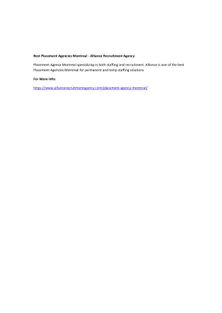 best placement agencies montreal alliance