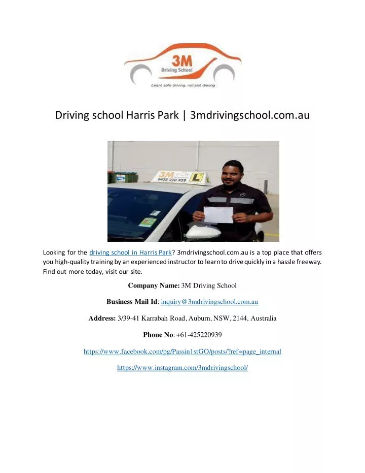 driving school harris park 3mdrivingschool com au