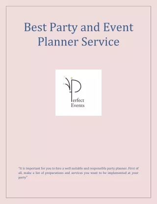 Best Party and Event Planner Service