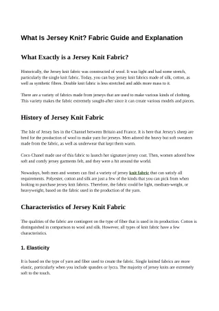 What Is Jersey Knit? Fabric Guide and Explanation