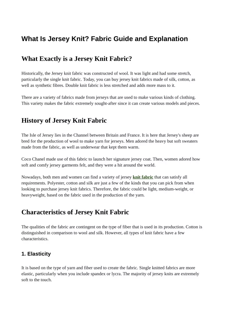 what is jersey knit fabric guide and explanation