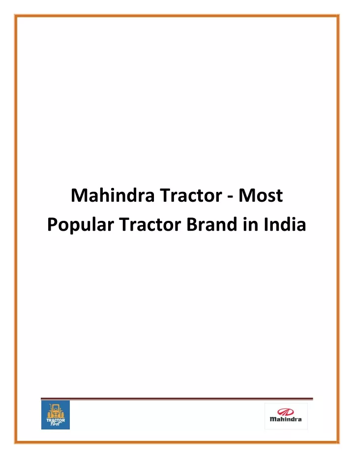 mahindra tractor most popular tractor brand