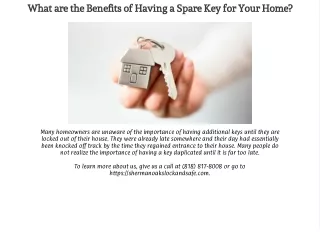 What are the Benefits of Having a Spare Key for Your Home?