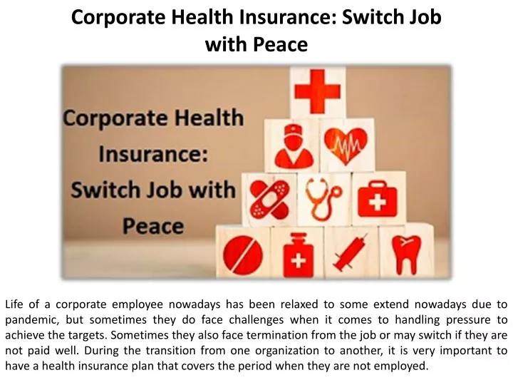 corporate health insurance switch job with peace