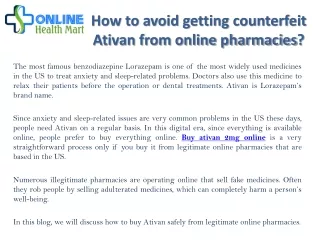 How to avoid getting counterfeit Ativan from online pharmacies