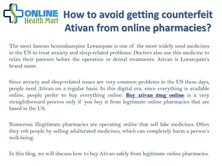 how to avoid getting counterfeit ativan from online pharmacies