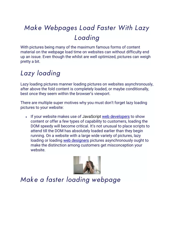 make webpages load faster with lazy loading with