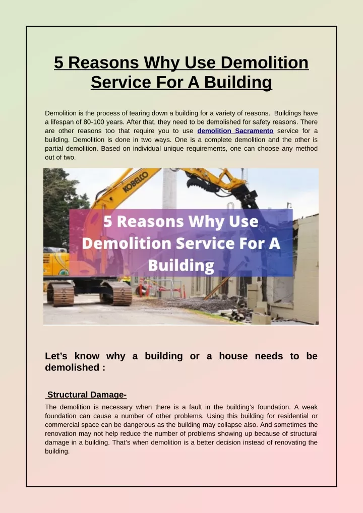 5 reasons why use demolition service