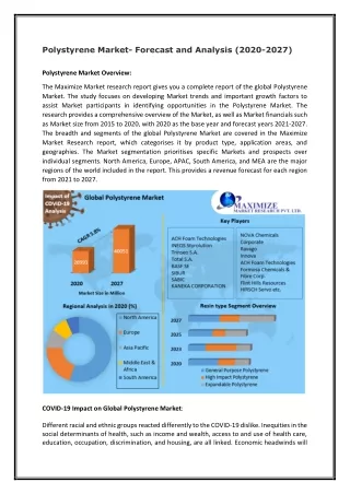polystyrene market forecast and analysis 2020 2027