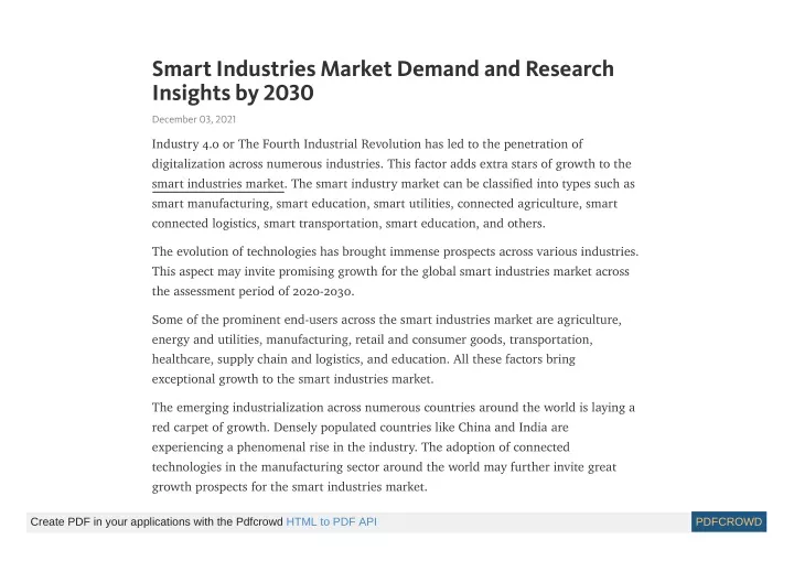 smart industries market demand and research