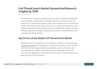 coil thread insert market demand and research