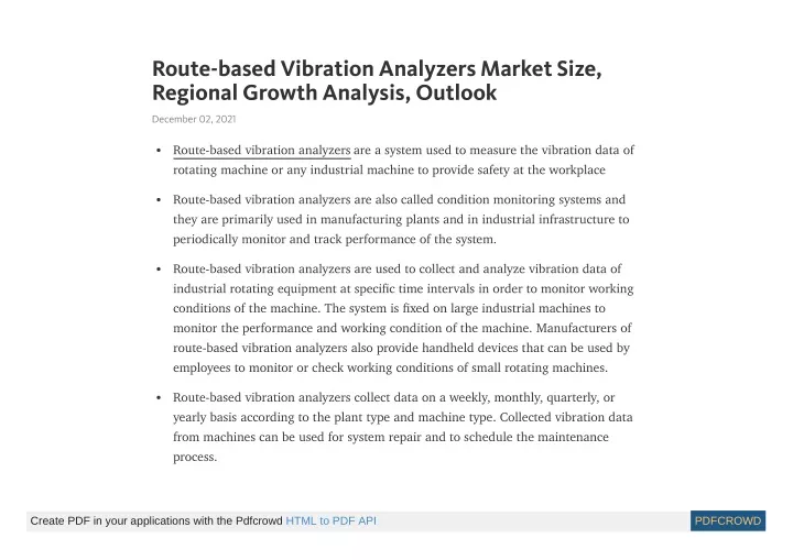 route based vibration analyzers market size