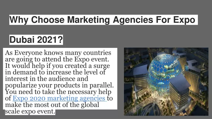 why choose marketing agencies for expo dubai 2021
