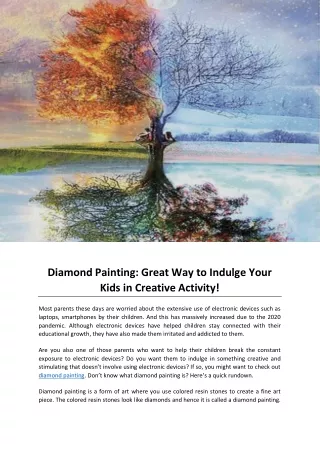 Diamond Painting Great Way to Indulge Your Kids in Creative Activity!